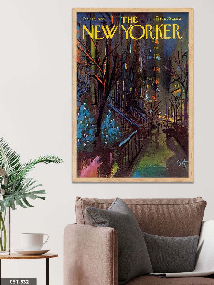 The New Yorker Poster Tek Parça Ahşap Çerçeveli Tablo Naturel - 50 x 70 CM