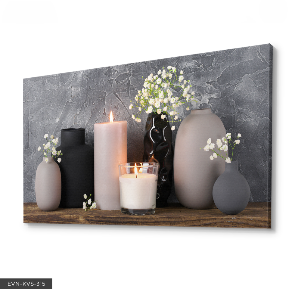 Mum Vazo Çiçekler Tek Parça Kanvas - Canvas Tablo 140 x 90 CM - Çok Renkli