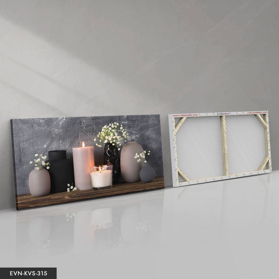 Mum Vazo Çiçekler Tek Parça Kanvas - Canvas Tablo 40 x 30 CM - Çok Renkli