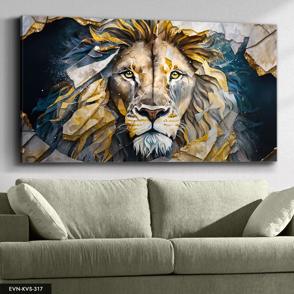 Aslan Kafası Soyut Arkaplan Tek Parça Kanvas - Canvas Tablo
