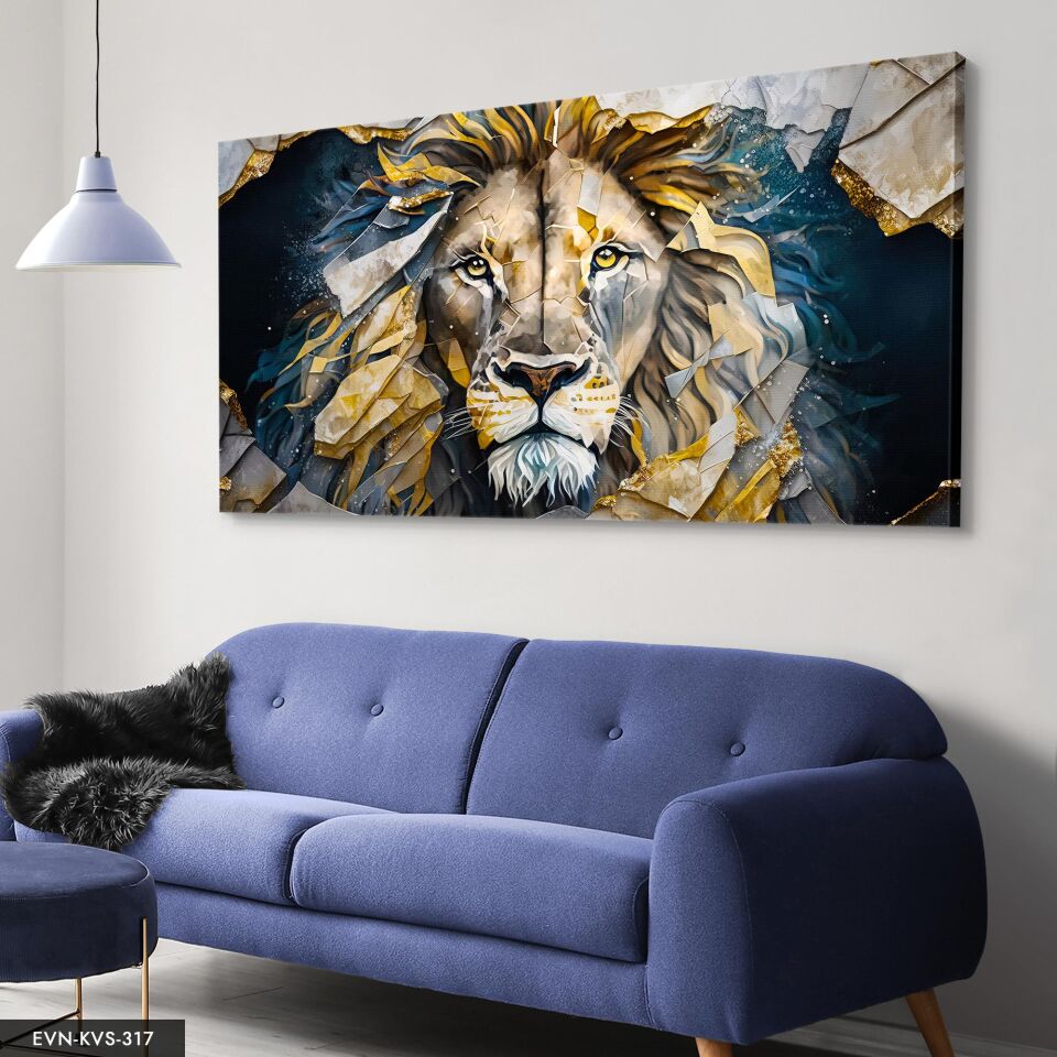 Aslan Kafası Soyut Arkaplan Tek Parça Kanvas - Canvas Tablo