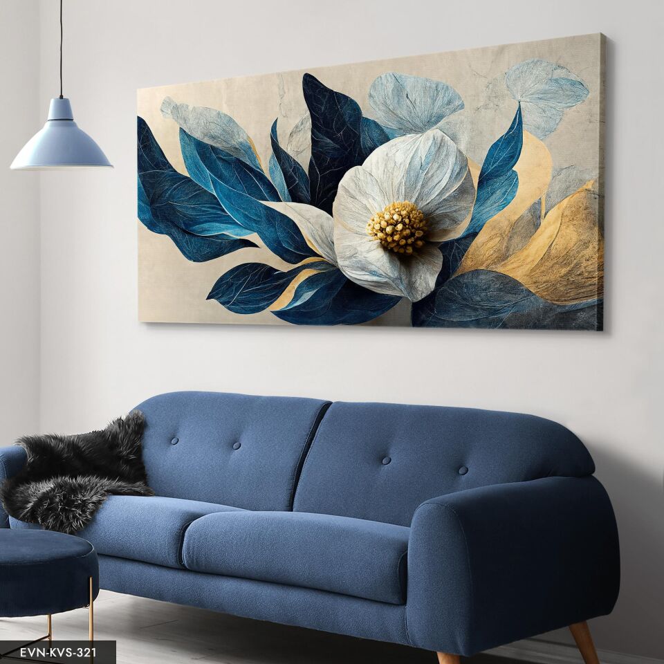 Çok Yapraklı Renkli Çiçek Tek Parça Kanvas - Canvas Tablo