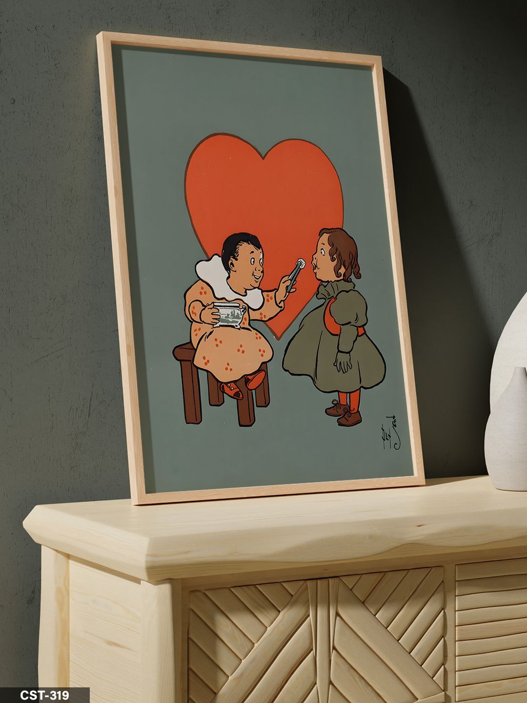 Paylaşılan Sevgi Tek Parça Ahşap Çerçeveli Tablo Naturel - 20 x 30 CM