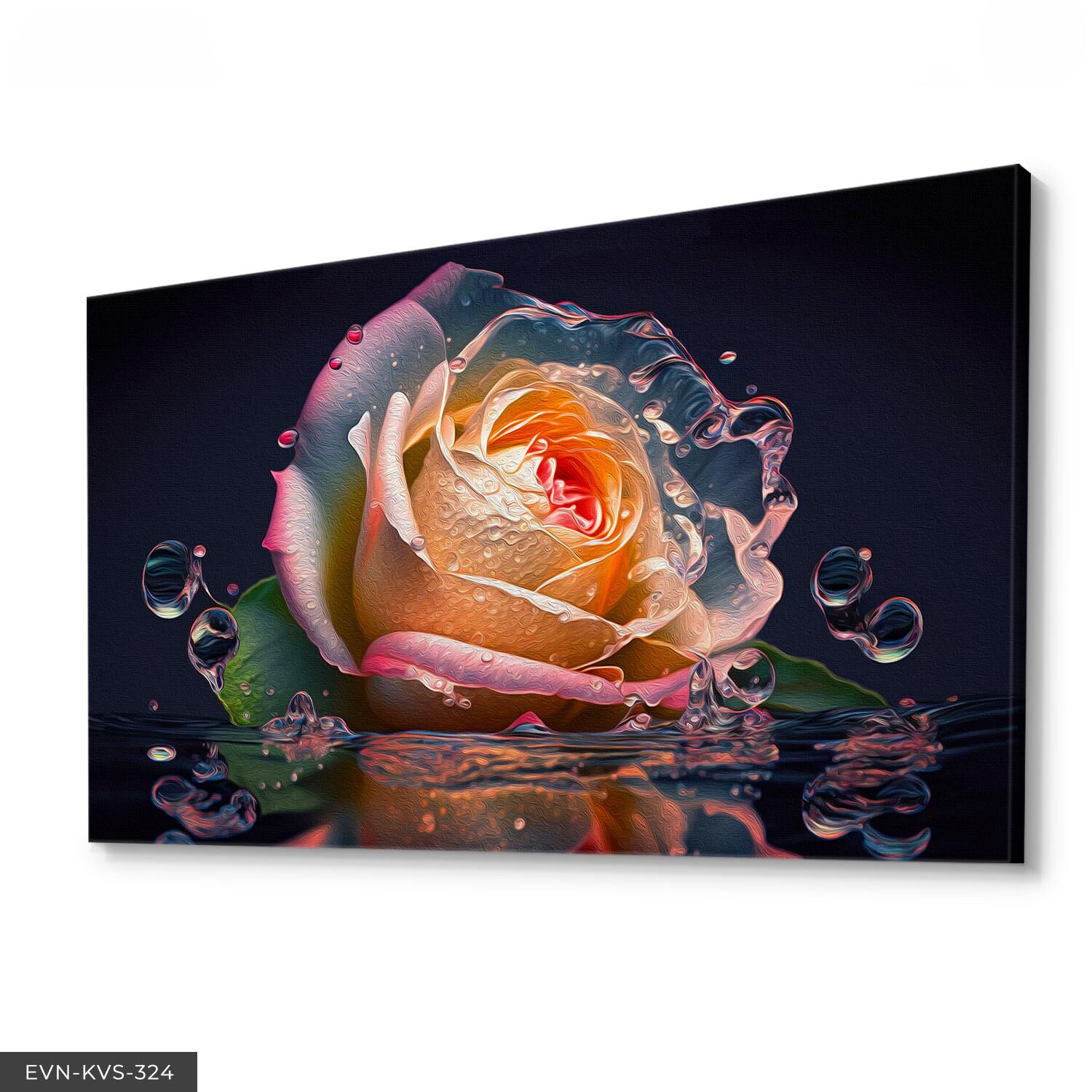Sular İçinde Renkli Gül Tek Parça Kanvas - Canvas Tablo