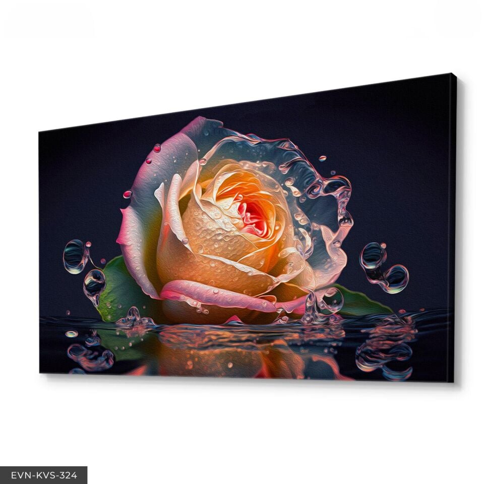 Sular İçinde Renkli Gül Tek Parça Kanvas - Canvas Tablo