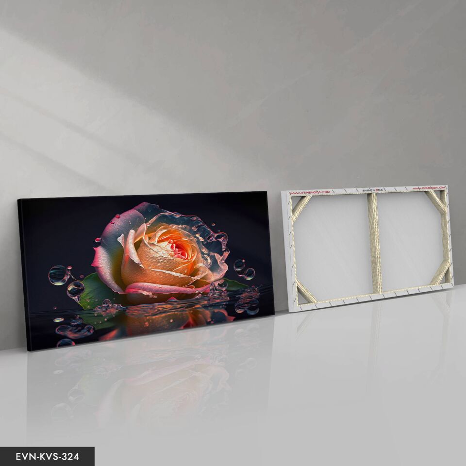 Sular İçinde Renkli Gül Tek Parça Kanvas - Canvas Tablo