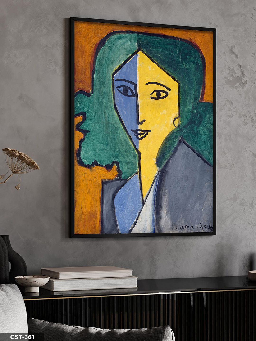 Henri Matisse Portrait Of Lydia Delectorskaya Tek Parça Ahşap Çerçeveli Tablo Siyah - 30 x 40 CM