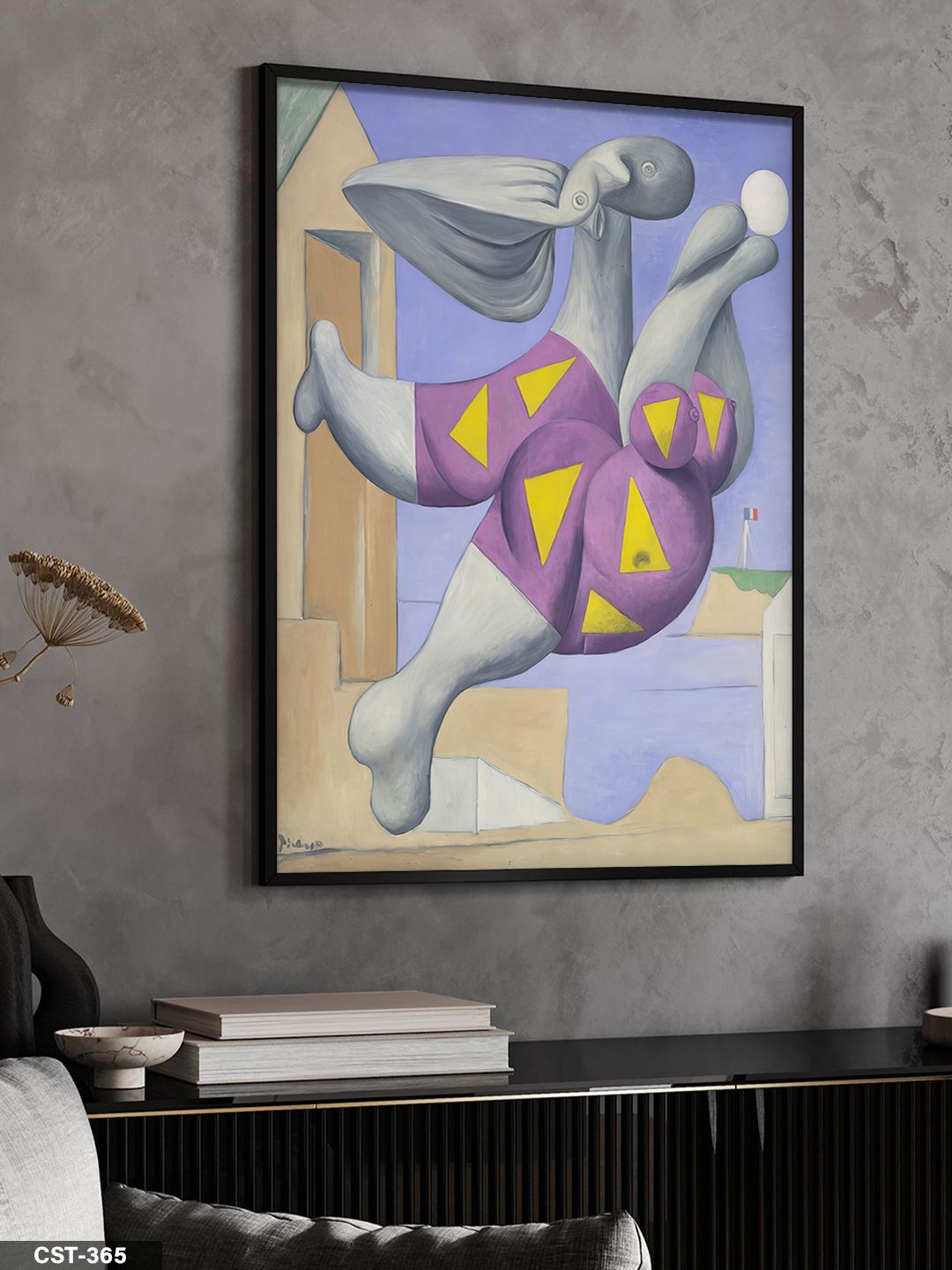 Pablo Picasso Bather Wıth Beach Ball Tek Parça Ahşap Çerçeveli Tablo Siyah - 30 x 40 CM