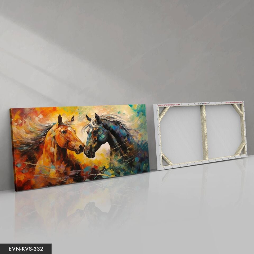 Renkli Atlar Tek Parça Kanvas - Canvas Tablo