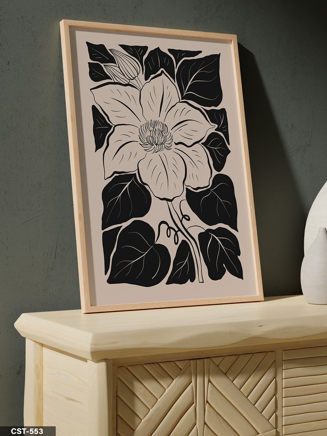 Yasemin Çiçeği Tek Parça Ahşap Çerçeveli Tablo Naturel - 50 x 70 CM