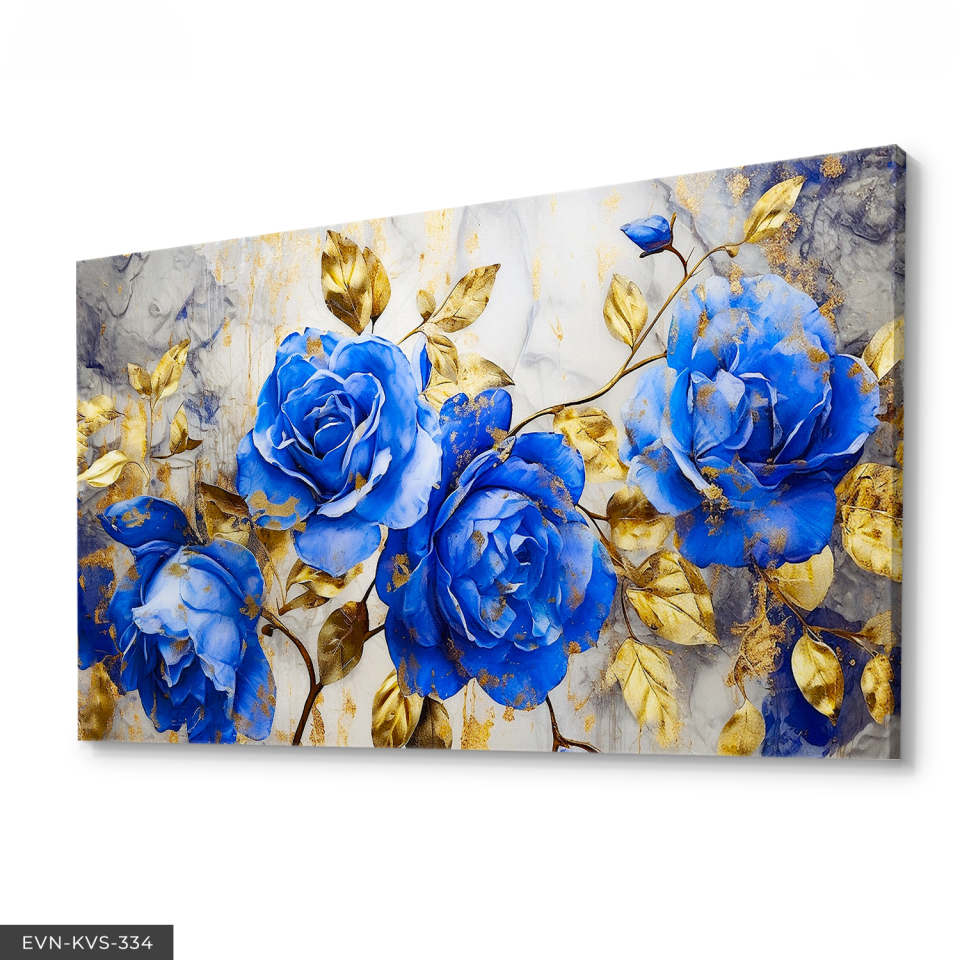 Mavi Çiçekler Tek Parça Kanvas - Canvas Tablo 140 x 90 CM - Çok Renkli