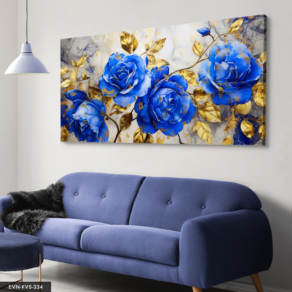 Mavi Çiçekler Tek Parça Kanvas - Canvas Tablo 40 x 30 CM - Çok Renkli