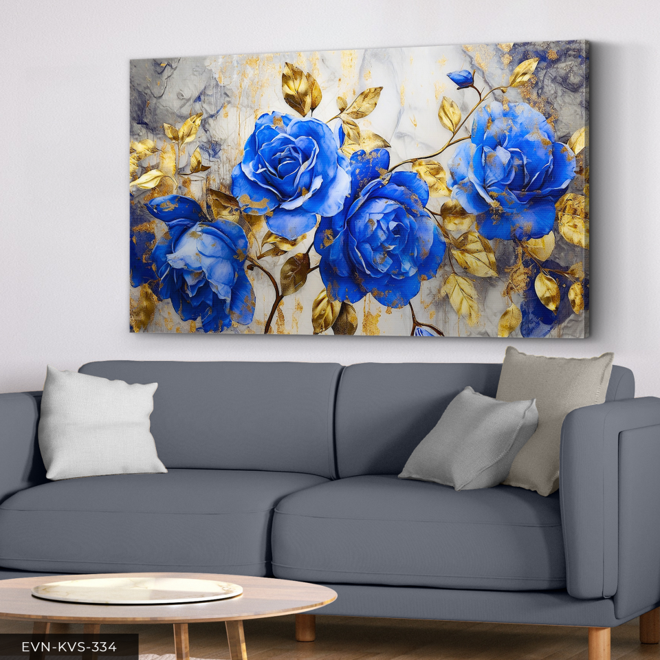 Mavi Çiçekler Tek Parça Kanvas - Canvas Tablo 40 x 30 CM - Çok Renkli