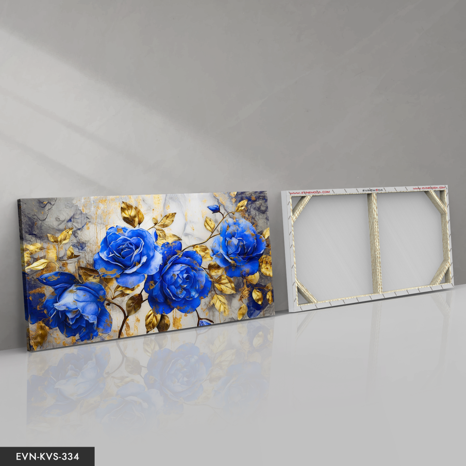 Mavi Çiçekler Tek Parça Kanvas - Canvas Tablo 40 x 30 CM - Çok Renkli