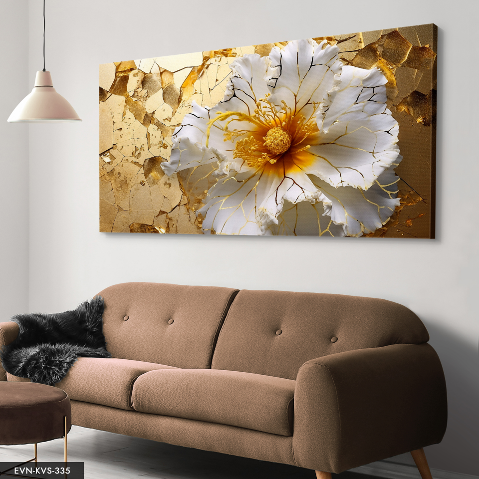 Çatlak Çiçek Tek Parça Kanvas - Canvas Tablo 40 x 30 CM - Çok Renkli