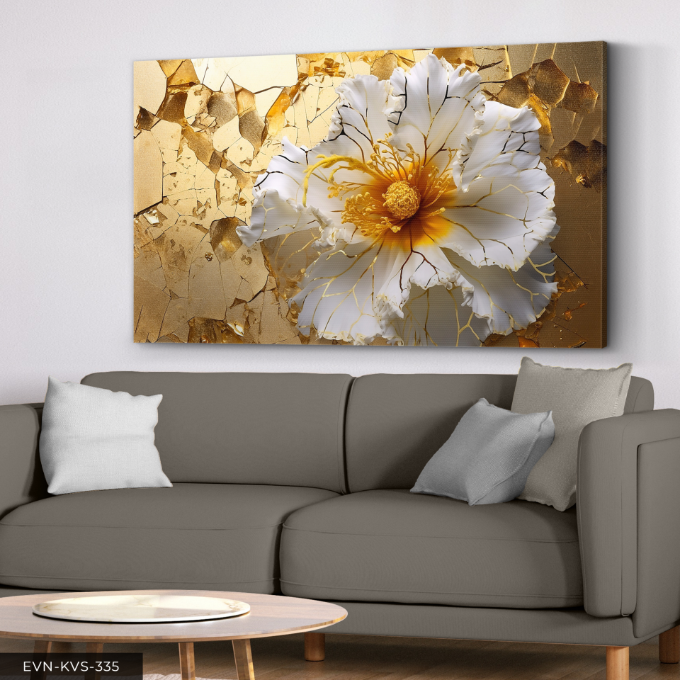 Çatlak Çiçek Tek Parça Kanvas - Canvas Tablo 40 x 30 CM - Çok Renkli