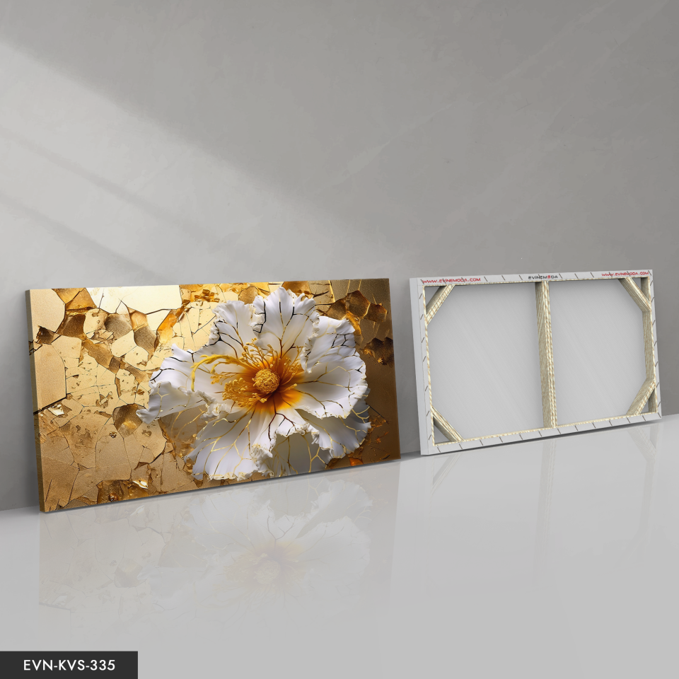 Çatlak Çiçek Tek Parça Kanvas - Canvas Tablo 40 x 30 CM - Çok Renkli