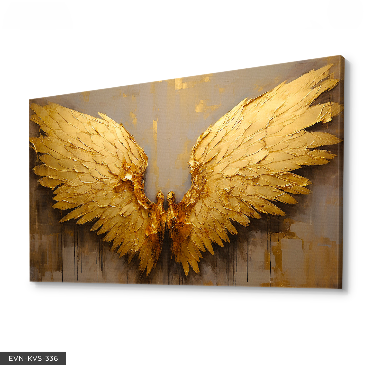 Gold Melek Kanatları Tek Parça Kanvas - Canvas Tablo 140 x 90 CM - Çok Renkli