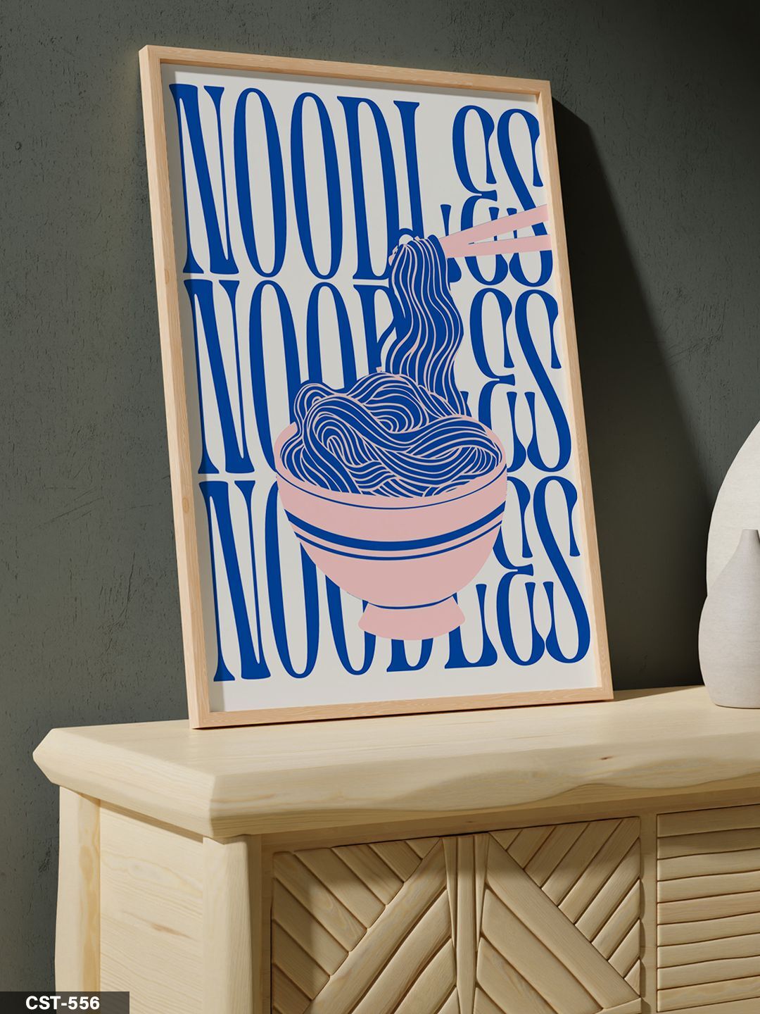 Noodles Tek Parça Ahşap Çerçeveli Tablo Naturel - 50 x 70 CM