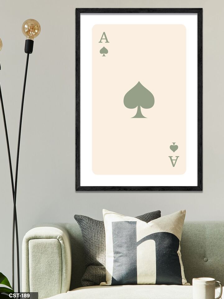 Krem rengi kupa ası Tek Parça Ahşap Çerçeveli Tablo Siyah - 50 x 70 CM
