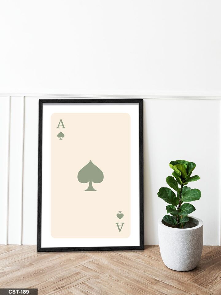 Krem rengi kupa ası Tek Parça Ahşap Çerçeveli Tablo Siyah - 50 x 70 CM