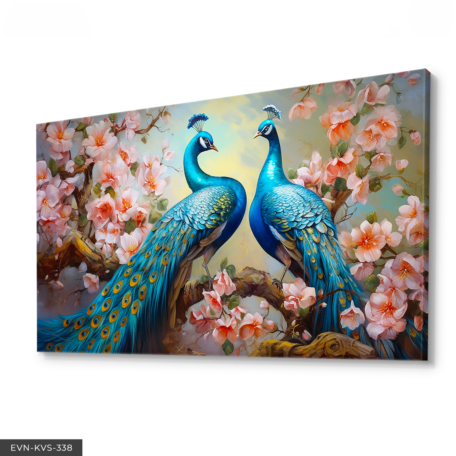 Tavus Kuşu Tek Parça Kanvas - Canvas Tablo 140 x 90 CM - Çok Renkli