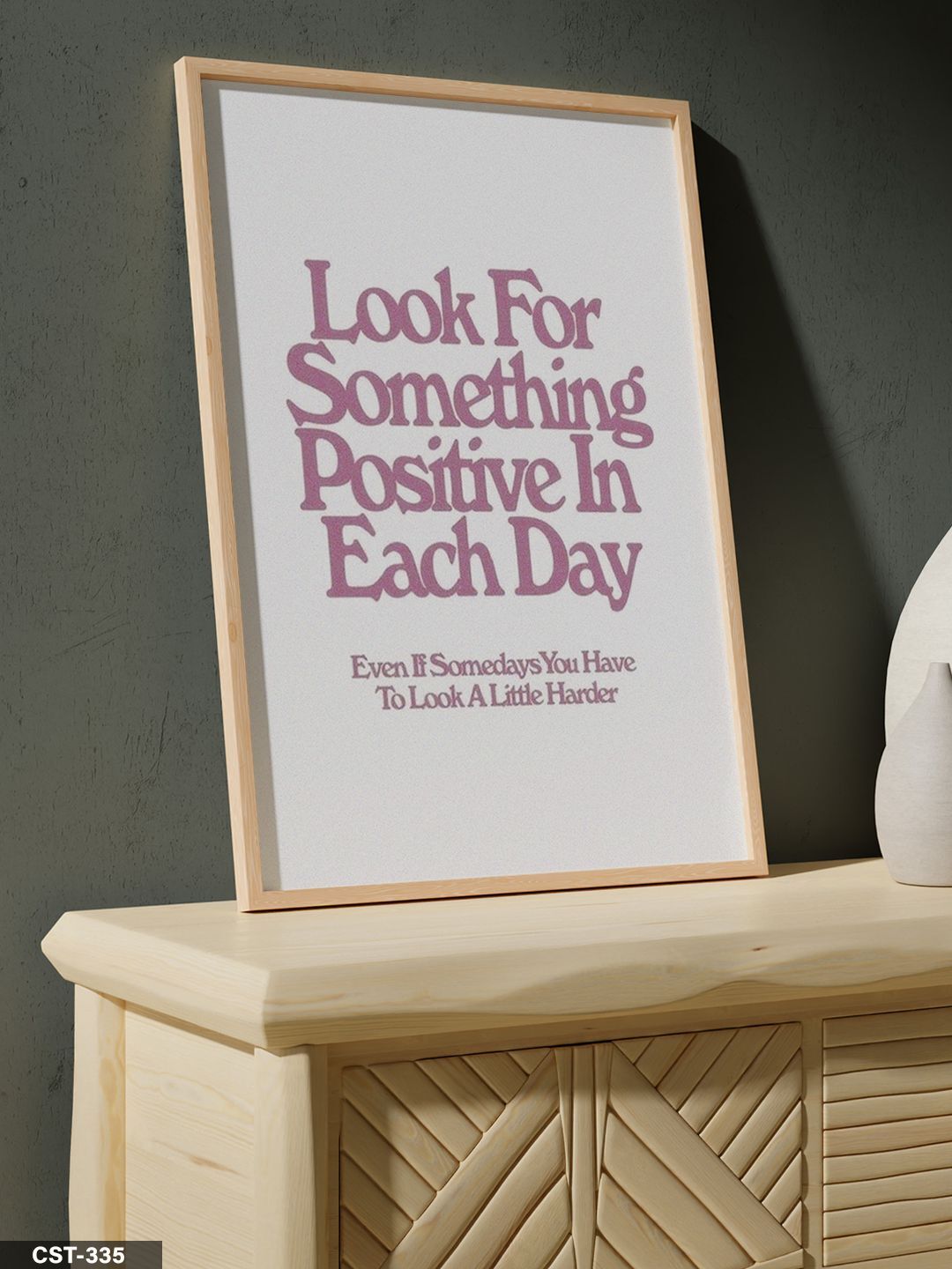 Her Gün Olumlu Bir Şey Arayın Tek Parça Ahşap Çerçeveli Tablo Naturel - 20 x 30 CM