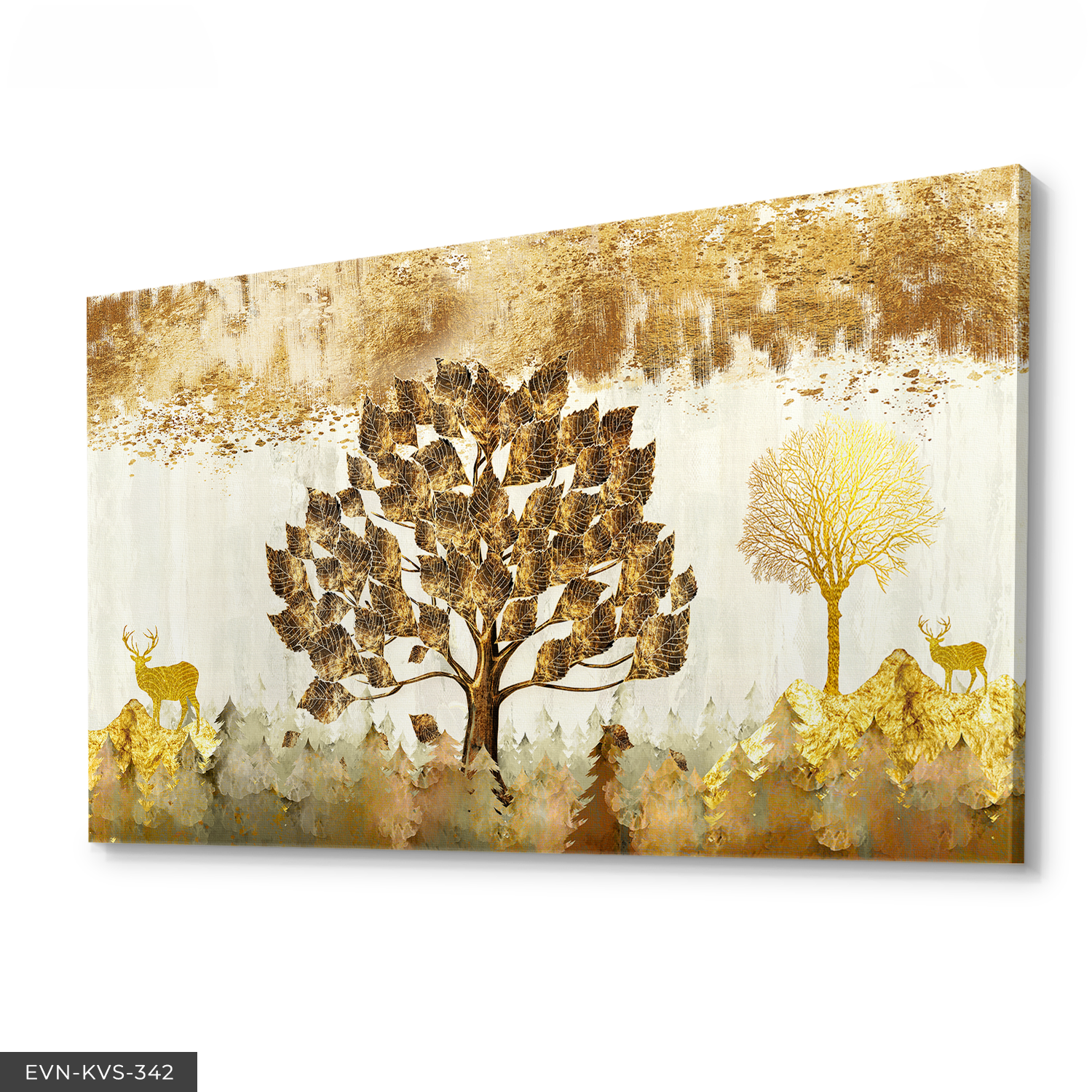 Altın Doğanın Sükuneti Tek Parça Kanvas - Canvas Tablo 140 x 90 CM - Çok Renkli