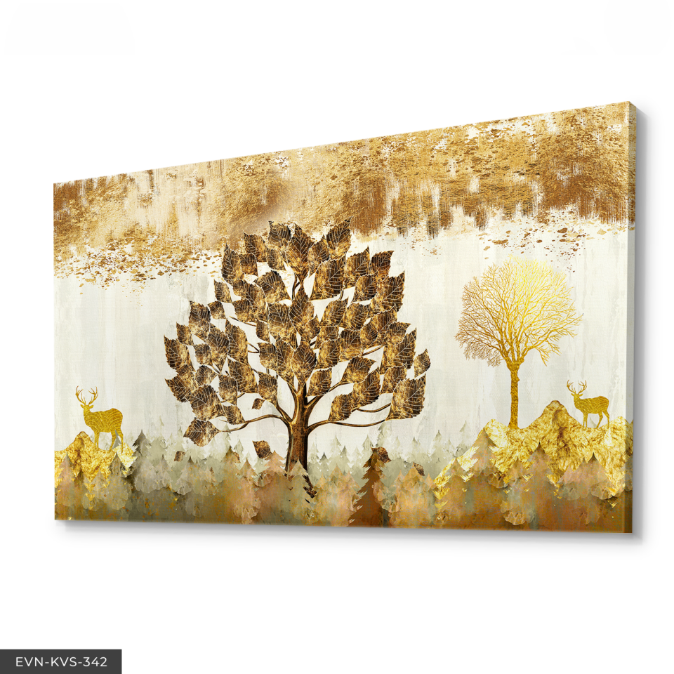 Altın Doğanın Sükuneti Tek Parça Kanvas - Canvas Tablo 140 x 90 CM - Çok Renkli