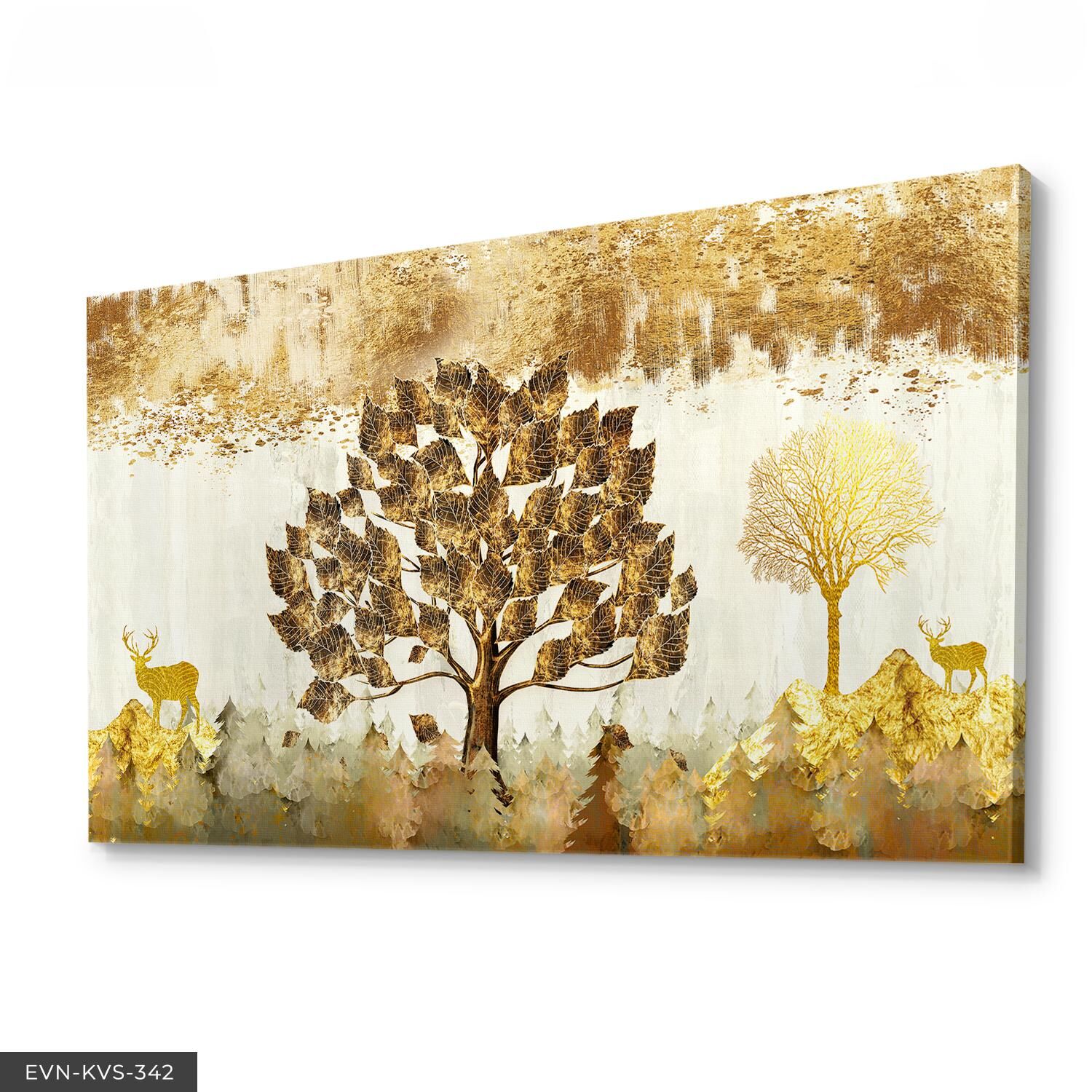 Altın Doğanın Sükuneti Tek Parça Kanvas - Canvas Tablo