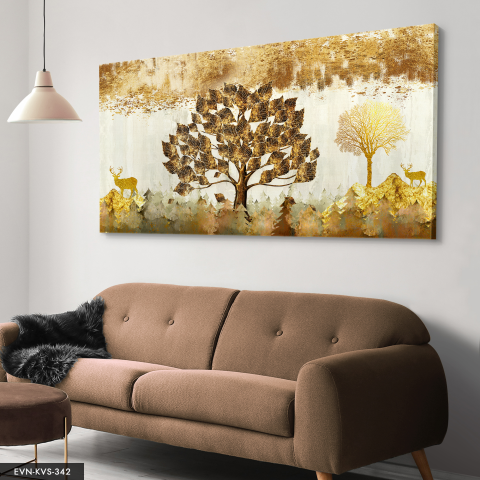 Altın Doğanın Sükuneti Tek Parça Kanvas - Canvas Tablo 140 x 90 CM - Çok Renkli