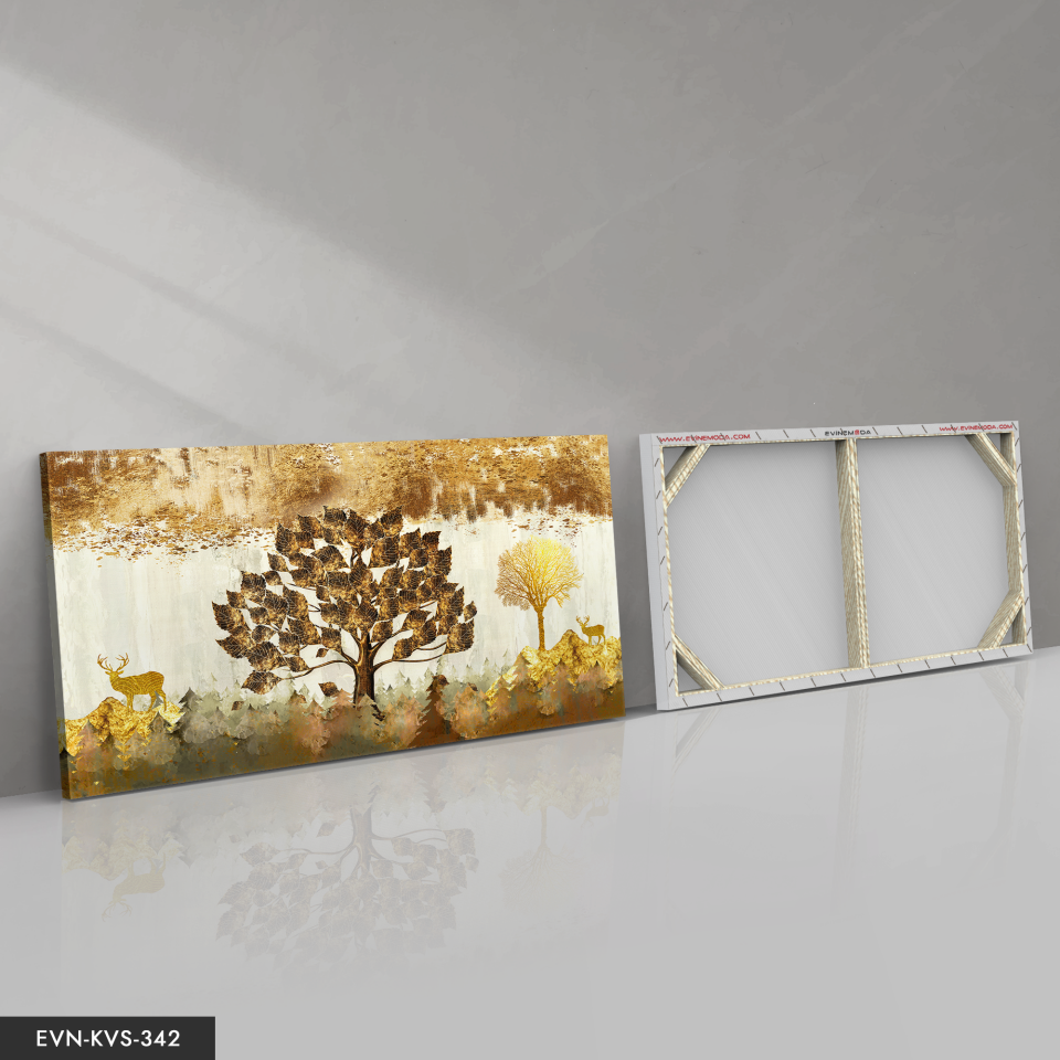 Altın Doğanın Sükuneti Tek Parça Kanvas - Canvas Tablo 140 x 90 CM - Çok Renkli