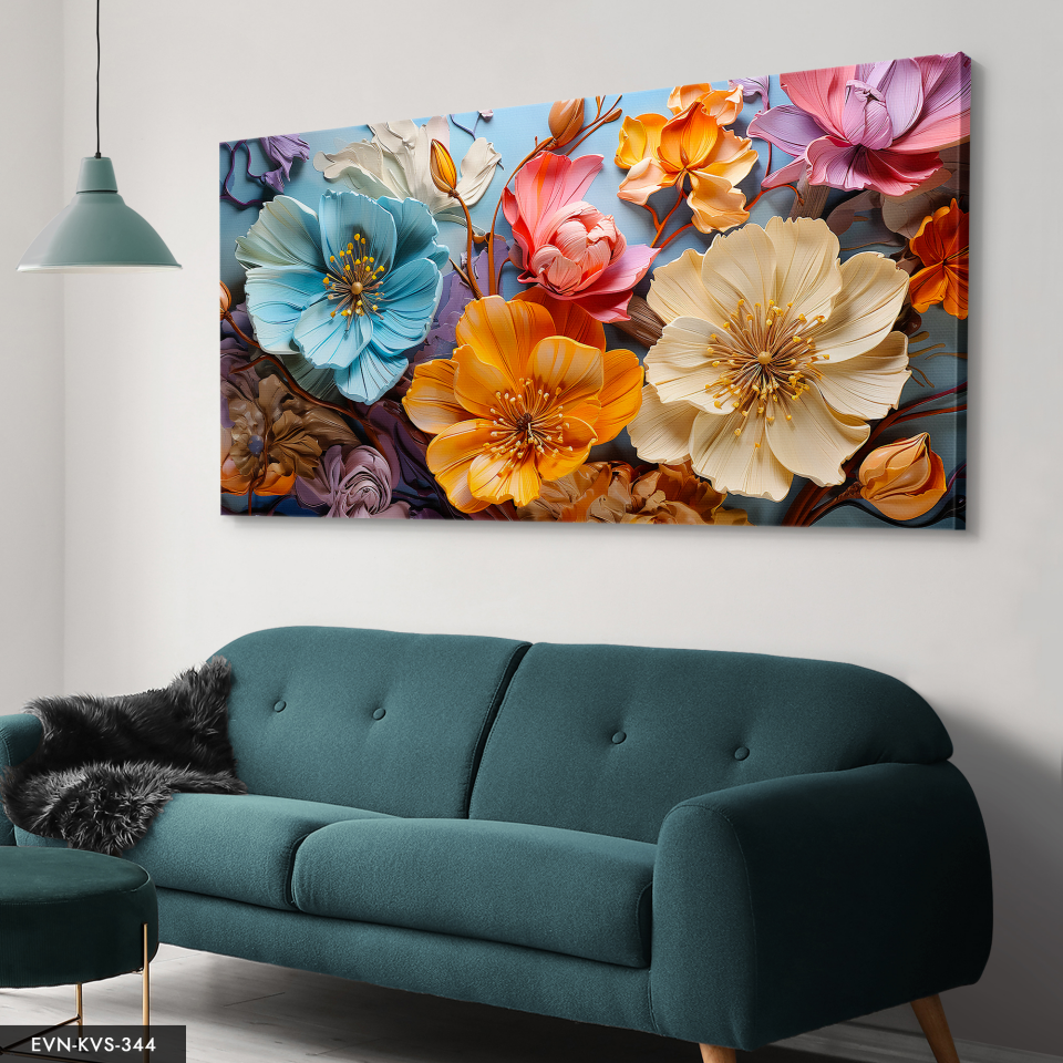 Renkli Çiçekler Tek Parça Kanvas - Canvas Tablo 40 x 30 CM - Çok Renkli