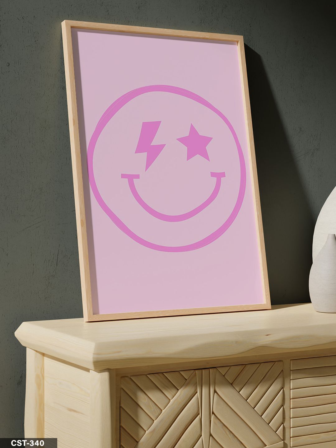 Pembe Gülenyüz Tek Parça Ahşap Çerçeveli Tablo Naturel - 20 x 30 CM