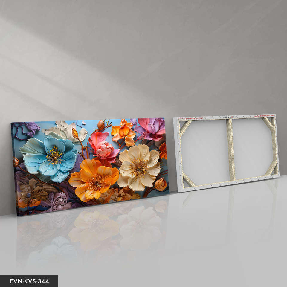 Renkli Çiçekler Tek Parça Kanvas - Canvas Tablo 40 x 30 CM - Çok Renkli
