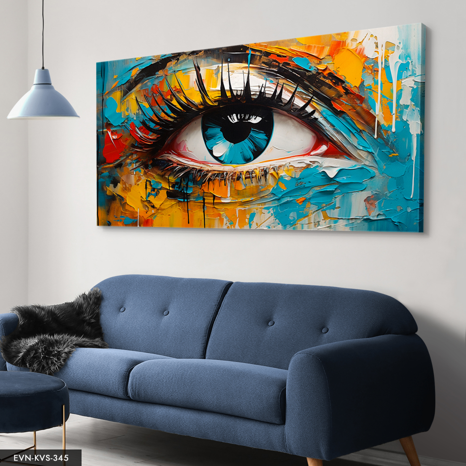 Renkli Soyut Göz  Tek Parça Kanvas - Canvas Tablo 40 x 30 CM - Çok Renkli