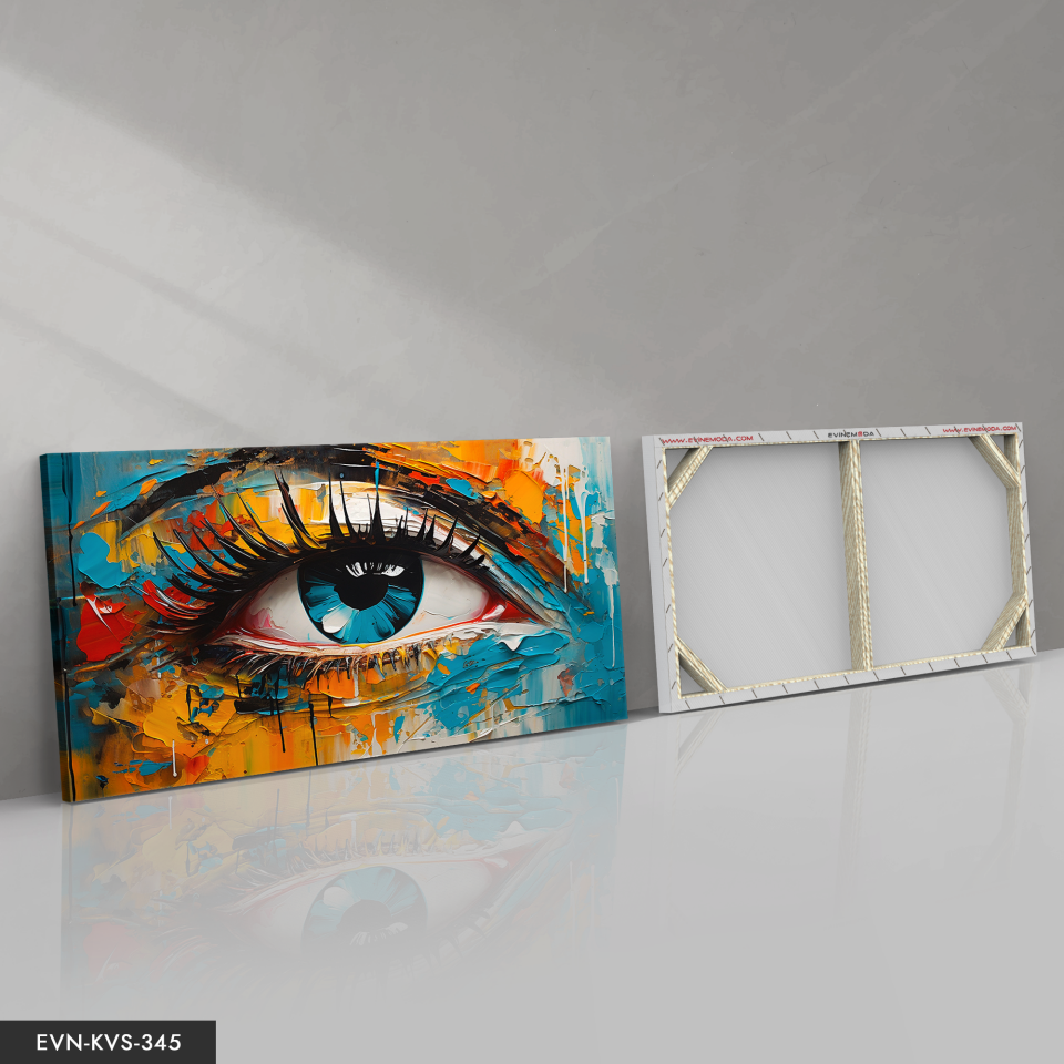 Renkli Soyut Göz  Tek Parça Kanvas - Canvas Tablo 40 x 30 CM - Çok Renkli