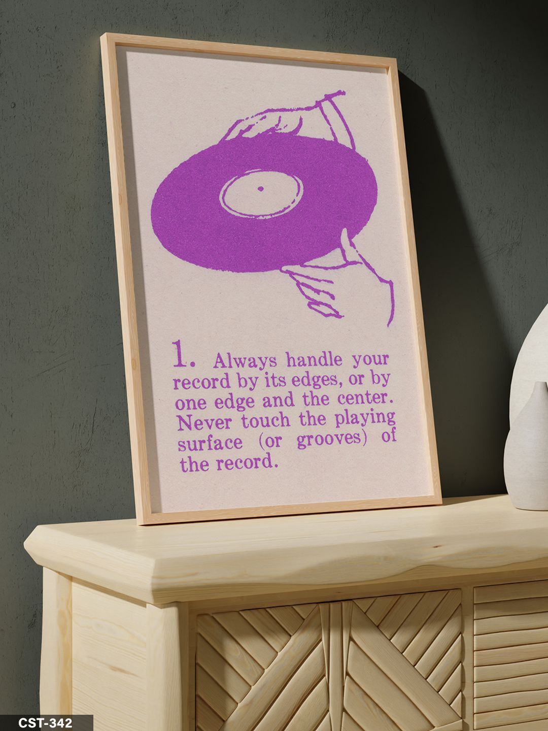 Pembe Plak Tek Parça Ahşap Çerçeveli Tablo Naturel - 20 x 30 CM