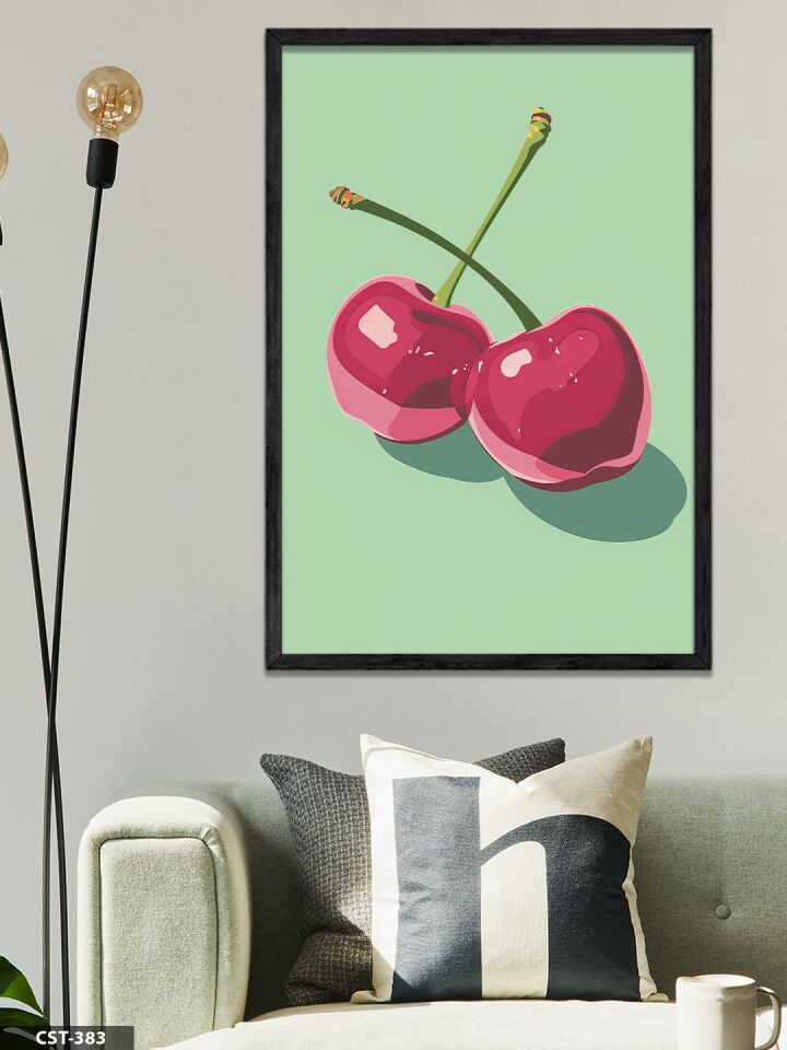 Kiraz Tek Parça Ahşap Çerçeveli Tablo Siyah - 30 x 40 CM