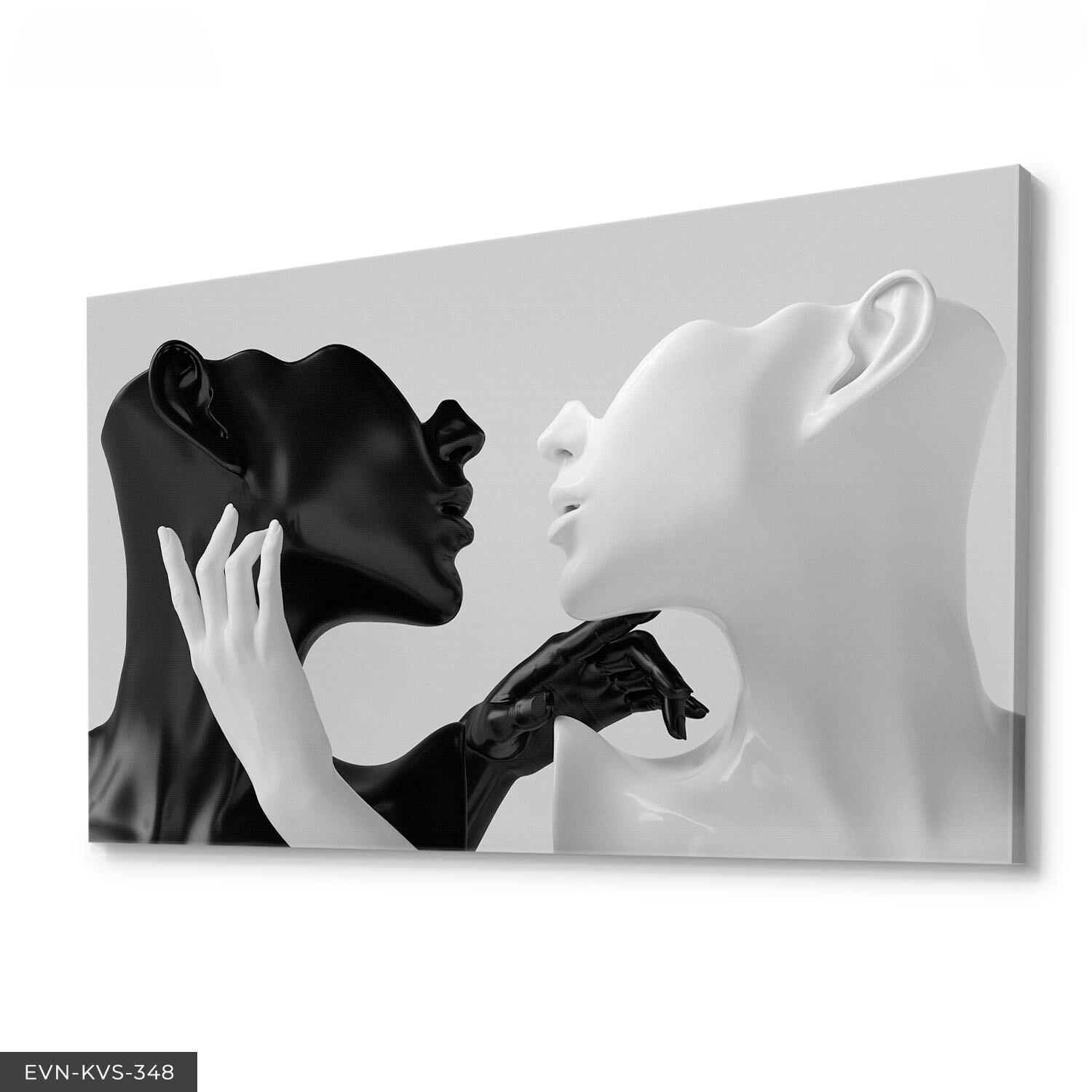 Siyah Beyaz Heykel Sanatsal Soyut Tek Parça Kanvas - Canvas Tablo