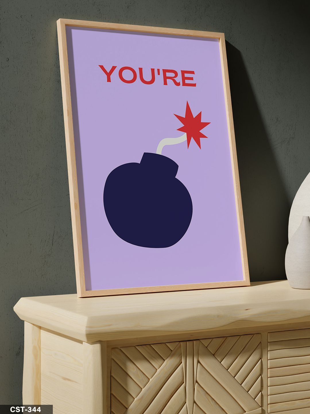 Patlayan Bomba Tek Parça Ahşap Çerçeveli Tablo Naturel - 20 x 30 CM