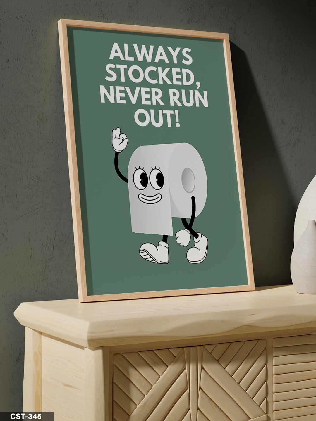 Always Stocked Never Run Out Tek Parça Ahşap Çerçeveli Tablo Naturel - 20 x 30 CM