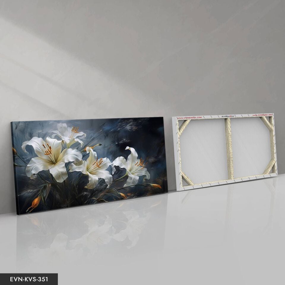 Beyaz Zambaklar Dinamik ve Soyut Sanat Tek Parça Kanvas - Canvas Tablo