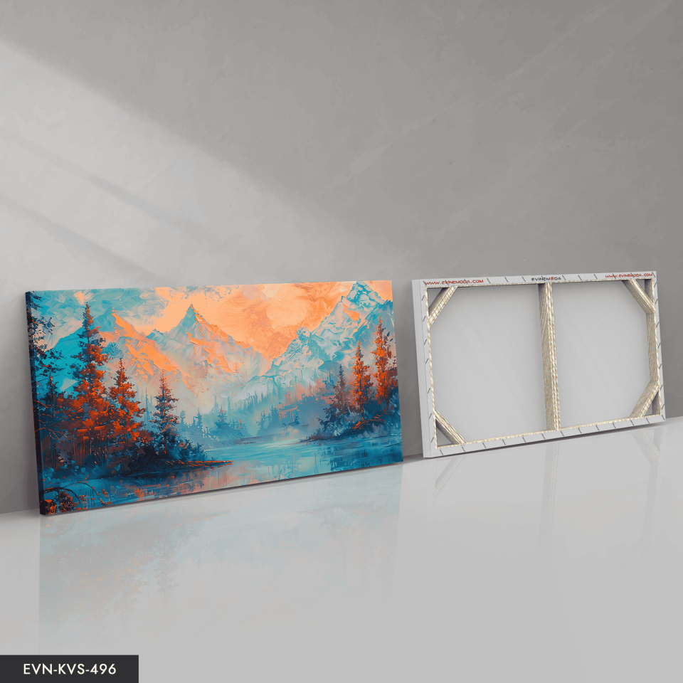 Yağlı Boya Görünümlü Doğa Manzarası Tek Parça Kanvas - Canvas Tablo 65 x 45 CM - Çok Renkli