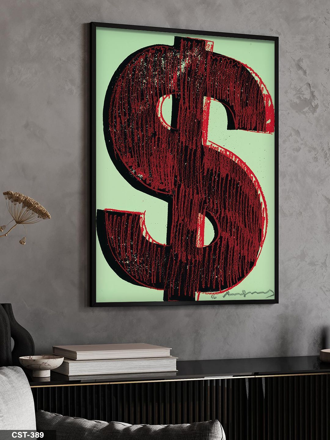 Dolar Tek Parça Ahşap Çerçeveli Tablo Siyah - 30 x 40 CM