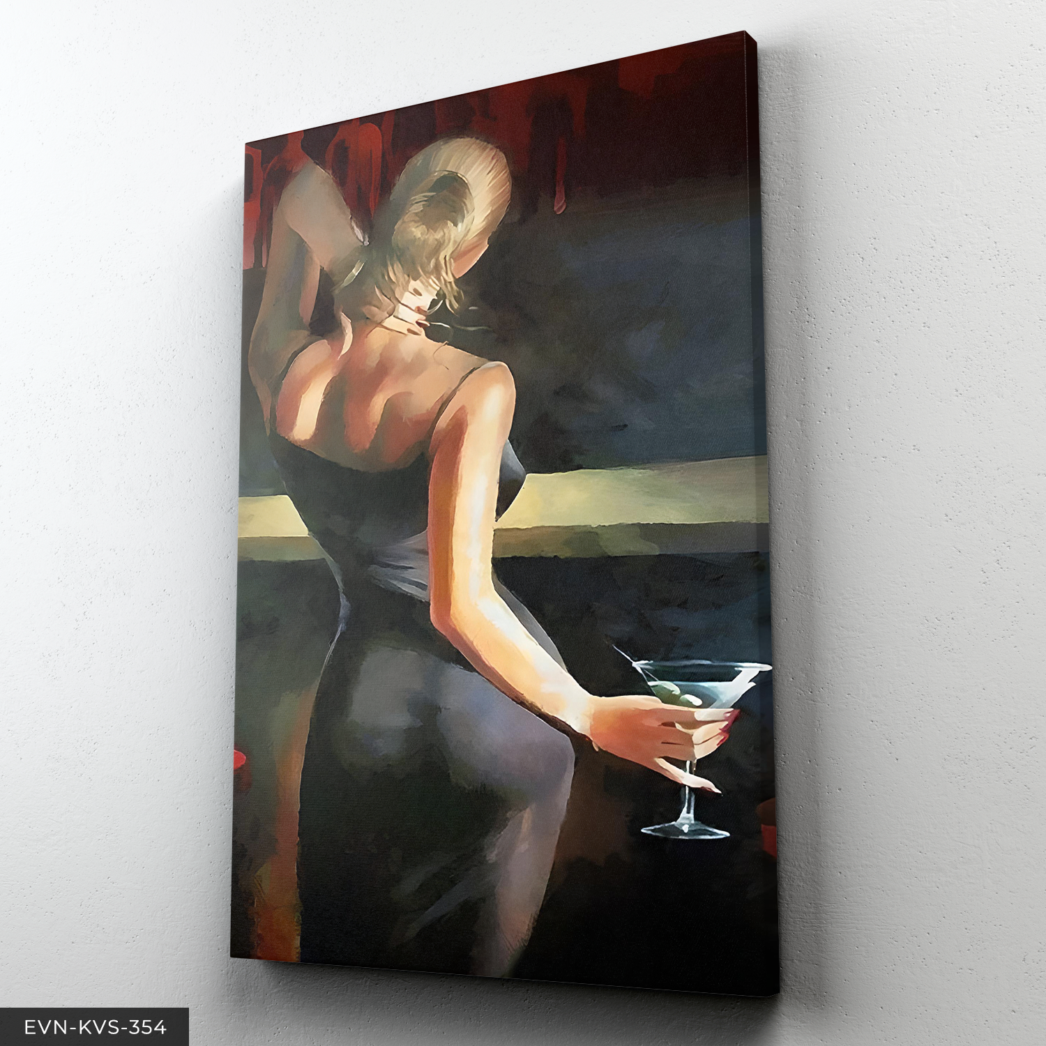 Barda Kadın Elinde Kokteyl Tek Parça Kanvas - Canvas Tablo 140 x 90 CM - Çok Renkli