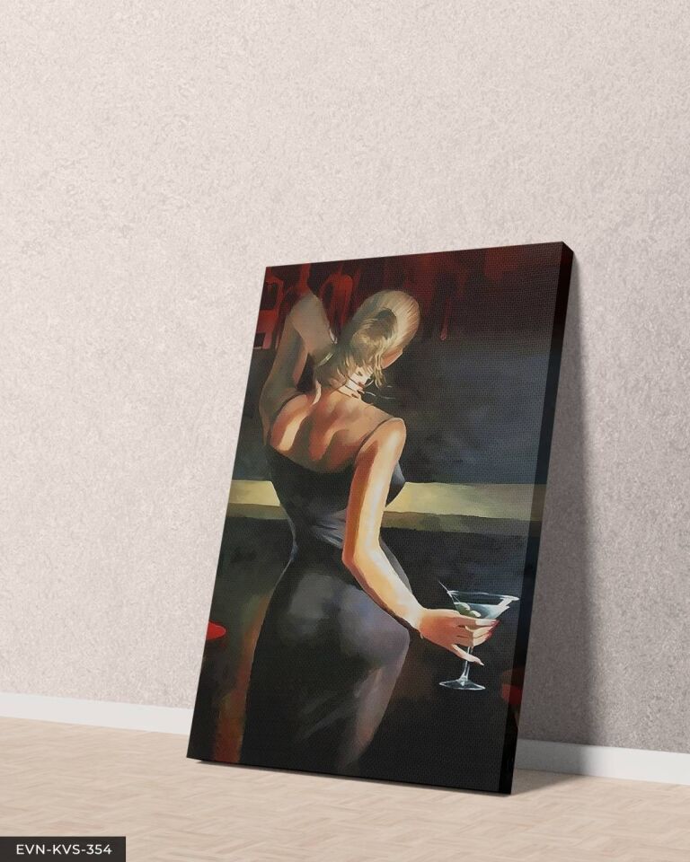 Barda Kadın Elinde Kokteyl Tek Parça Kanvas - Canvas Tablo