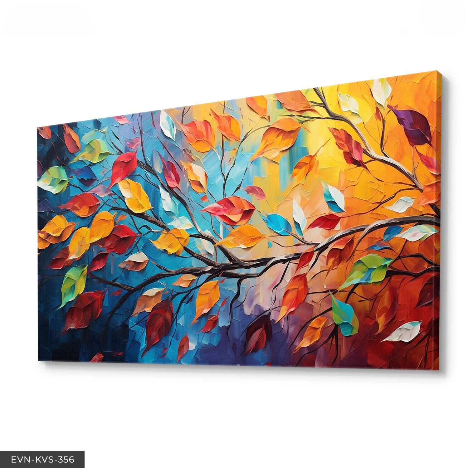 Modern Renkli Çiçek ve Yaprak Kompozisyonu  Tek Parça Kanvas - Canvas Tablo