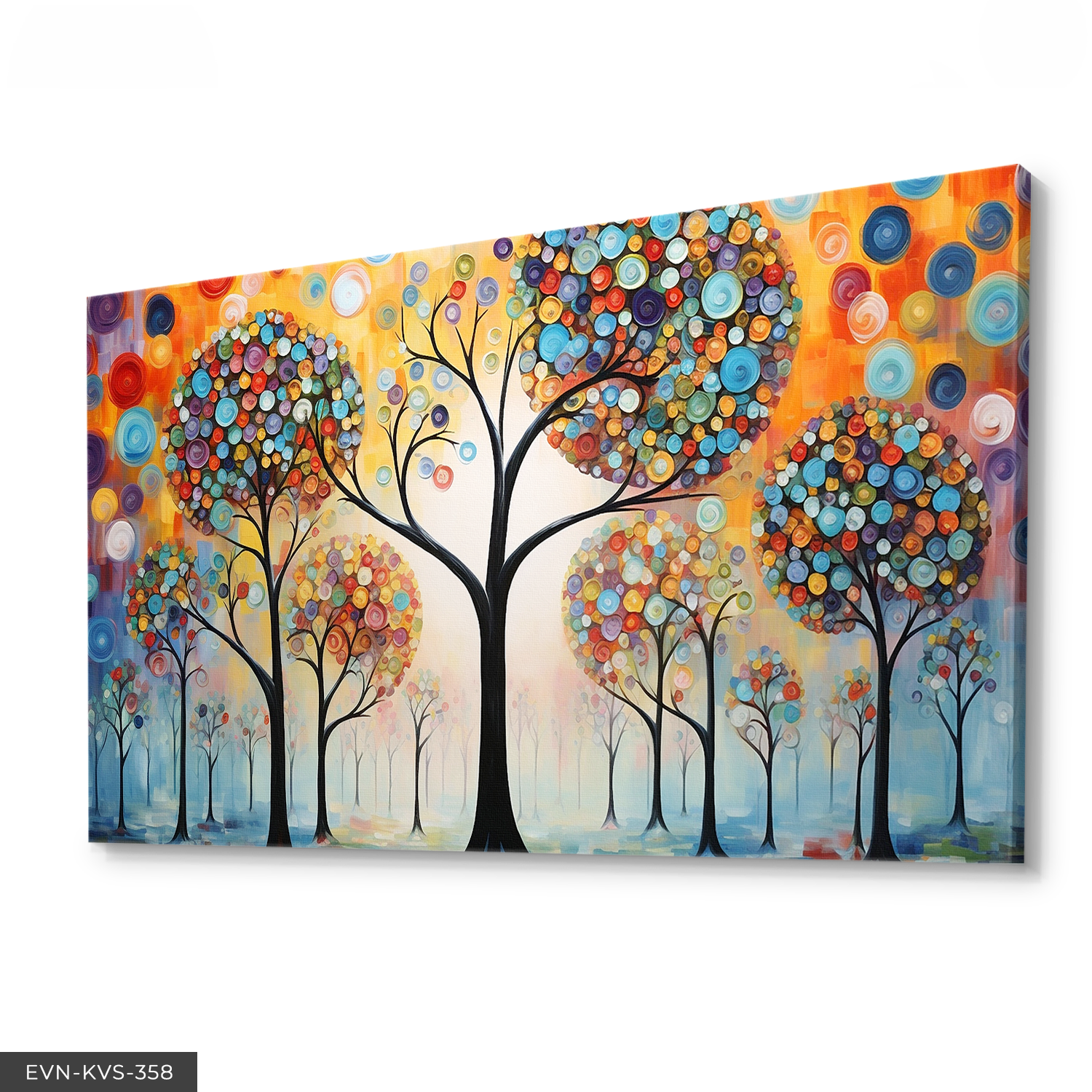 Renkli Soyut Sanat Modern Çiçek ve Yaprak Kompozisyonu Tek Parça Kanvas - Canvas Tablo 40 x 30 CM - Çok Renkli