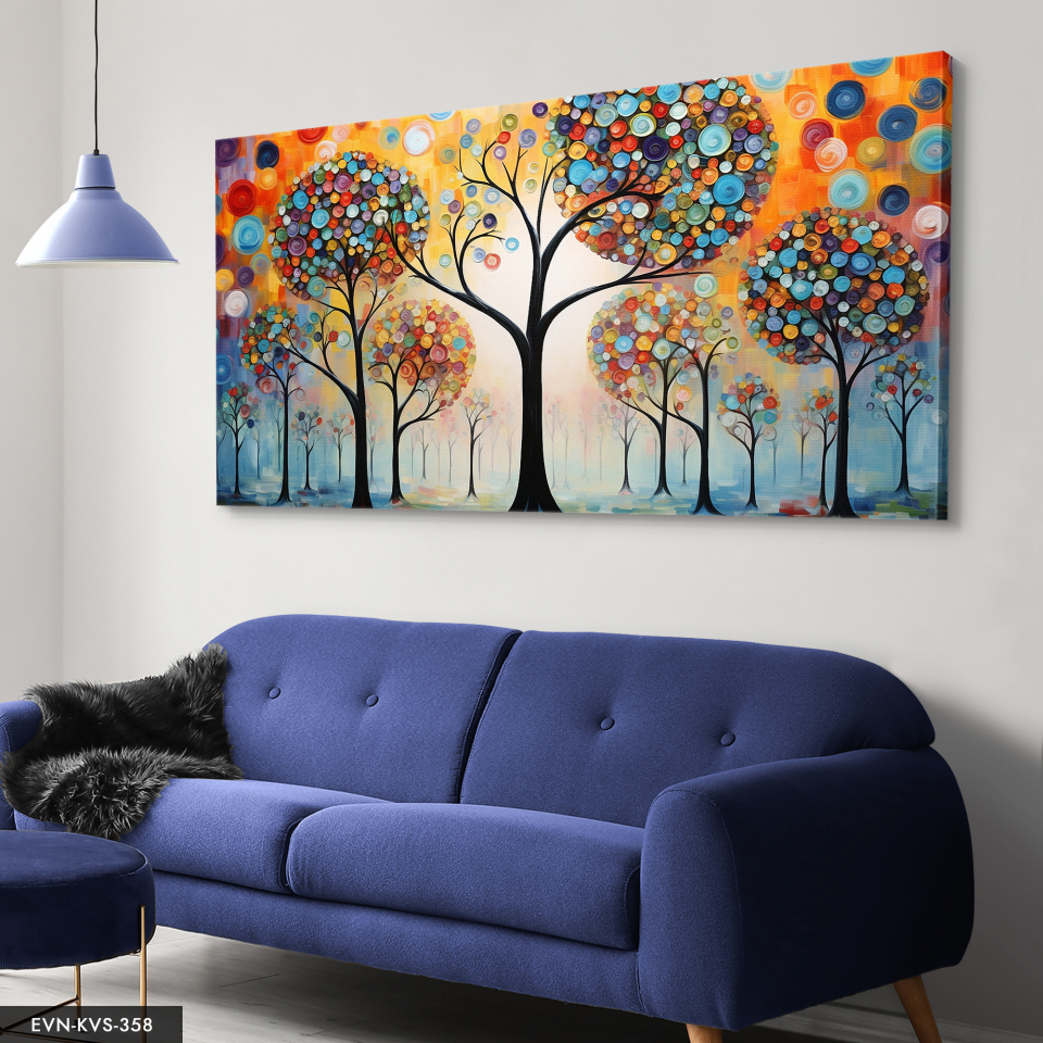 Renkli Soyut Sanat Modern Çiçek ve Yaprak Kompozisyonu Tek Parça Kanvas - Canvas Tablo 40 x 30 CM - Çok Renkli